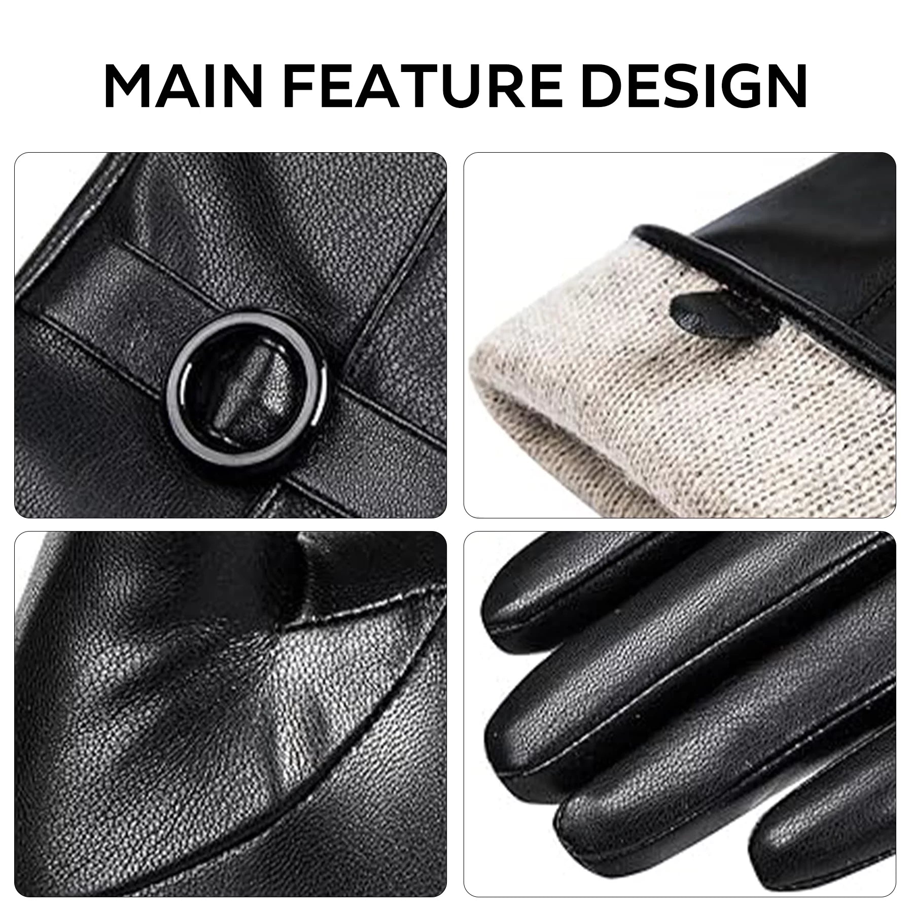 Winter Lambskin Leather Women'S Gloves with Touchscreen Texting and Warm Driving Function