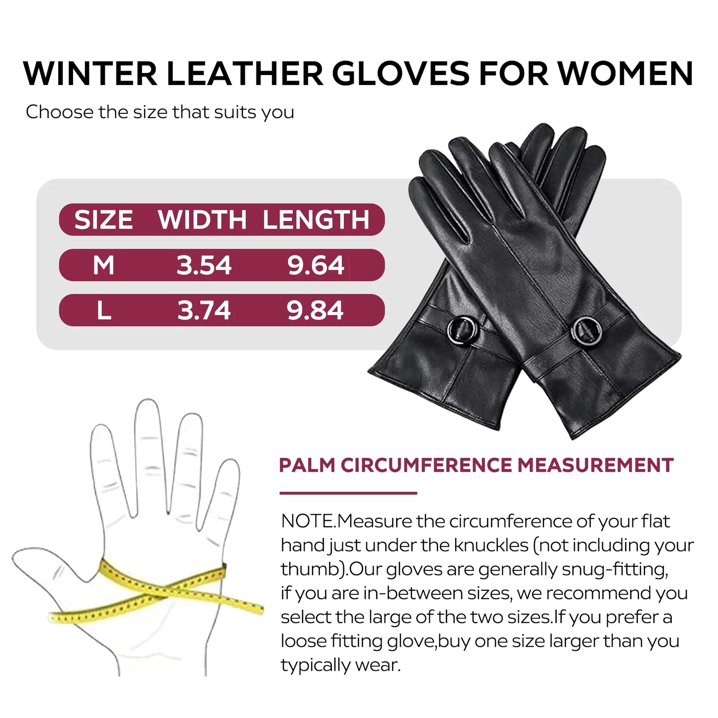 Winter Lambskin Leather Women'S Gloves with Touchscreen Texting and Warm Driving Function